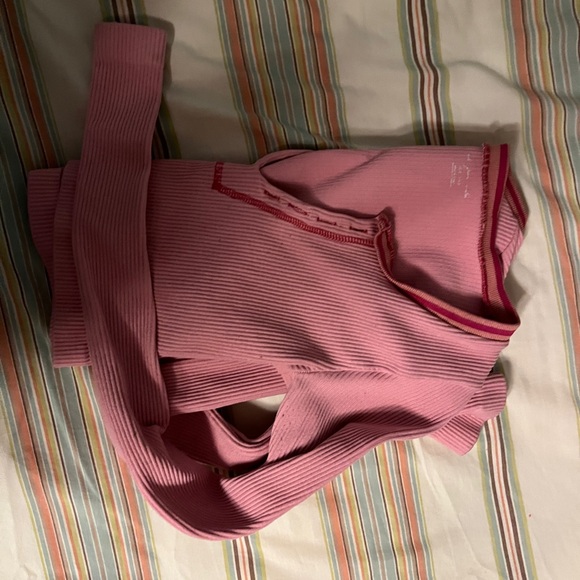 Pink Ribbed Long Sleeve Top - Picture 4 of 5